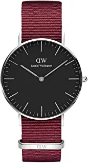 Daniel Wellington Classic Watch Unisex , Quartz Movement, Analog Display, Red Nylon Strap-DW00100274