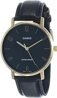 Casio Watch for Men MTP-VT01GL-1B2UDF Analog Leather Band Black