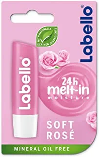 Labello Lip Balm, Moisturising Lip Care, Soft Rose, 4.8g