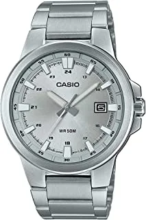 Casio stainless steel band analog watch for men - silver