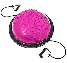 Yoga Balance Ball with Resistance Bands - Pink