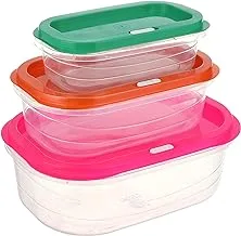 Helal set of 3 rectangular lunch boxes - multi color