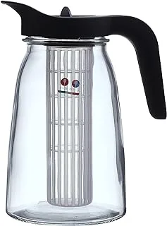 Borgonovo Serving Jug with Freezer Stick, Lid and Filter, 1.5 Liters - Black & Clear