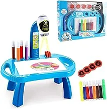 Child Learning Desk with Smart Projector, Kids Educational Painting Table with Light Music Children Projection Drawing Playset Table, Birthday Gift for Kids Boys Girls (B-Blue, One Size)