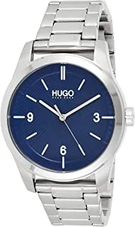 Hugo 1530015 Stainless Steel Blue-Dial Round analog Watch for Men - Silver