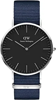 Daniel Wellington Watch Unisex , Quartz Movement, Analog Display, Black Fabric Strap-DW00100278