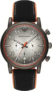 Emporio armani men's chronograph quartz watch with leather rubber strap ar11174, multi, strap