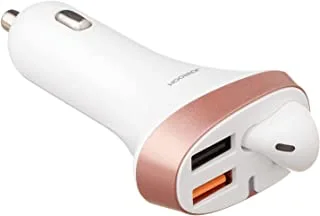 Joyroom JR-CP2 Car Charger with Earphone - White and Gold, USB