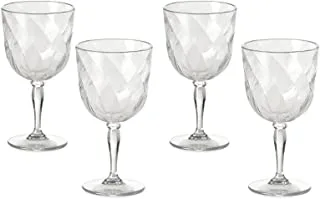 Omada Design 4 Acrylic Glasses for Water and Wine of 10,83 fl oz in Transparent acrilic Plastic Diamond Line, Clear