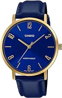 Casio Watch for Men MTP-VT01GL-2B2UDF Analog Leather Band Blue