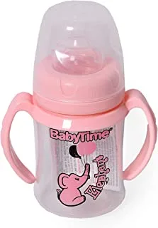 Baby Time Baby Accessories BT078 PP Wide Neck Bottle With Handle 150 cc pink elephant 1.0 Piece