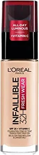 L’Oréal Paris Infallible 24hr Freshwear Liquid Foundation 20 Ivory, Hydrating, Weightless Feel, Transfer-Proof and Waterproof, Full Coverage Base, Available in 26 Shades, SPF 25