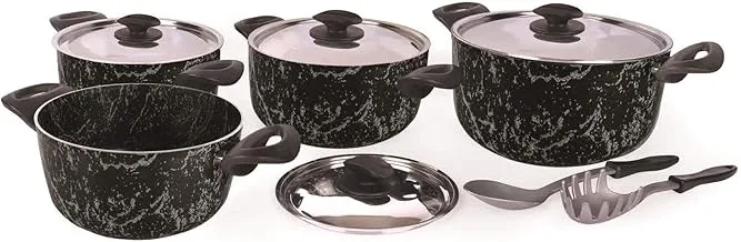 Grandi | Grandi Cook | Grandi Cook Marble Cookware Set Of 8 Pots And 2 Kitchen Tools