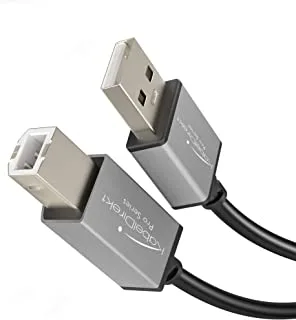 KabelDirekt - كابل USB B 2.0 - 5 متر - (USB A إلى USB B للاستخدام ككابل طابعة أو كبل الماسح الضوئي أو لأجهزة الفاكس ، أسود / رمادي فضائي) - سلسلة PRO