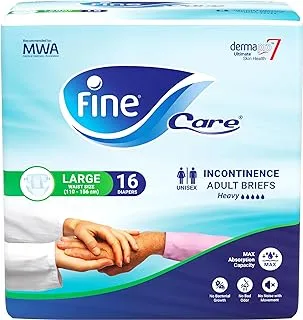 Fine Care Incontinence Adult Diapers briefs, Large Size ,Waist 110-156 cm, Count 16