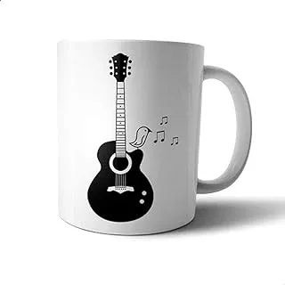 Ceramic Guitar Print Mug - Black and White