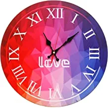 Round Printed Wooden Wall Clock With Metal Analog - Multi Color