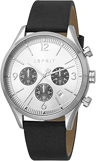 ESPRIT Watch for Men, Quartz Movement, Analog Display, Black Leather Strap-ES1G210L0015