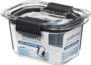 Sistema 55105 brilliance tritan food storage container, 380 ml , clear with grey clips and seal