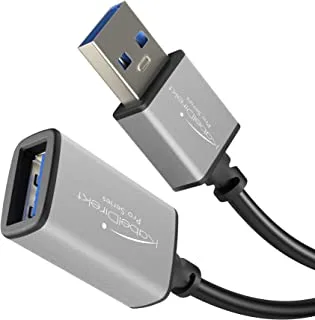 KabelDirekt - كابل تمديد USB A 3.0 - 2 متر - (موصل USB A إلى موصل أنثى USB A ، مناسب لجميع منافذ USB A ، أسود / رمادي فضاء) - سلسلة PRO