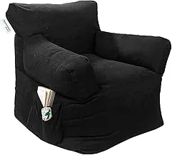 Homztown Chair Bean Bag Black Sabia 75 x 92 cm - Suitable for Indoor Combining classic bean bag comfort with additional back and arm support.