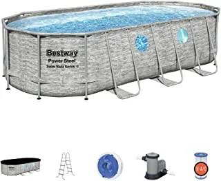 Bestway 56716 power steel swim vista series oval-shaped pool set