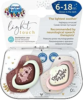 Canpol babies Silicone Soother Light touch 6-18m Symmetrical Glowing in the Dark SLEEPY KOALA 2 pcs pink