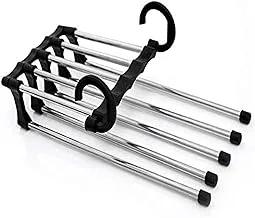 Adjustable Trouser Pants Tie Shawl Rack Belt Scarf Neckties Hanger Holder Five Poles Clothing Dry Rack Organizer, One Size