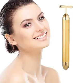 DANGSHAN Beauty bar 24k golden pulse facial massager, t-shape electric sign face massage tools for sensitive skin face pull tight firming lift