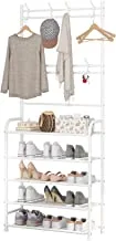 UDEAR Entryway Coat Rack ، مساحة تخزين كبيرة ، مع رف تخزين للأحذية من 5 طبقات ، يوفر إمكانيات للتعليق والتخزين ، شماعات تخزين عملية متعددة الوظائف ، أبيض