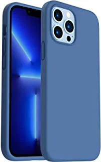 Dl3 Mobilk Shockproof Liquid Soft TPU Slim Back Cover for iPhone 13 Pro Max 6.7in (Light Blue)