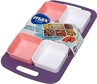 Maxblast plastic salad and nuts with stand, 6 piece - multi