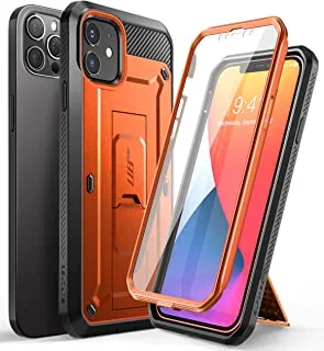 SupCase Unicorn Beetle Pro Series Case for iPhone 12 / iPhone 12 Pro (2020 Release) 6.1 Inch, Built-in Screen Protector Full-Body Rugged Holster Case (Orange)