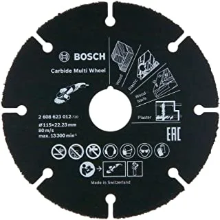 Bosch professional 2608623012 cutting disc multiwheel of tungsten carbide 115mm, black