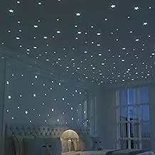 100pcs Plastic 3D Stars Glow in the Dark Fluorescent Luminous Wall Stickers Decal For Baby Kids Room, Blue