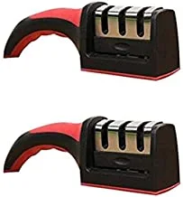 Generic Knife Sharpener Professional 3 Stage Sharping System for Steel Knives Set Of 2 Pieces - Black (Assorted Colors)