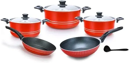 Trueval Teflon 9 pcs mix set pan 16-20-24 frying pan 16 stir frying 24 + distribution piece