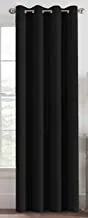 Cartela thermal insulated blackout room darkening grommet curtains for living room/bedroom (1 panel) (black, 270w x 260h cm)