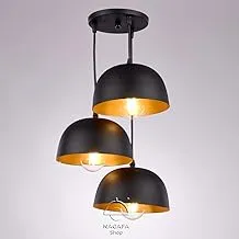 Nagafa Shop, Black, Aluminum 3 Bulb Helmet Modern Pendant Light,