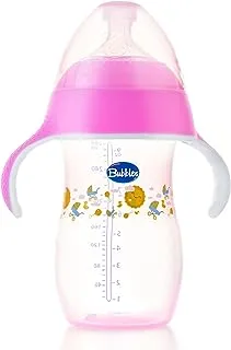 Bubbles natural feeding bottle 280 ml with hand - rose