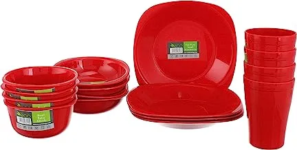 Eco Plast Dinnerware Small Plates Set - 16 Pcs - (Red) Eco Plast