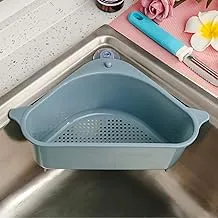 Sink Basket, Triangular Multifunctional Drain Shelf Sink Storage Rack Kitchen Sucker Storage Holder Bathroom Support Corner Hanging Shelf Soap Box Organizer (blue)