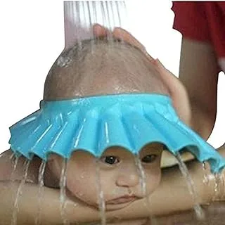 Shuiniba baby shower bathing cap soft shower cap hat wash hair shield for children kids (blue)