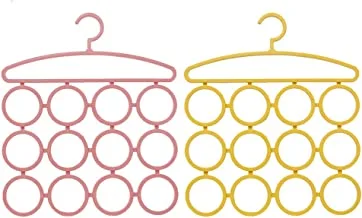 2 Piece Plastic Set Disposable Hanger, Pink and Yellow