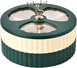 Maitexi double dried fruit candy box,creative snack dry fruits nuts storage tray food case fruit tray living room kitchen (beige green)