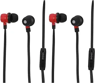 Set of 2 celebrat d9 hifi wired earphone with line control and microphone - red Headphones Headset