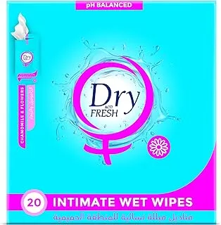 Dry fresh feminine intimate wipes, flowers, 20 single wipes