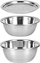 Multifunctional Grater Basin, Stainless Steel Vegetable Cutter Kitchen Grater Rice Washing Sieve Drain Basin 3 in 1 Vegetable Washing Basin Drainer