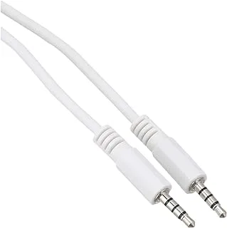 Keendex kx 2569 3.5mm 4pole Auxiliary cable for mobile headphones and car stereo with microphone support, 1.5 meters - white