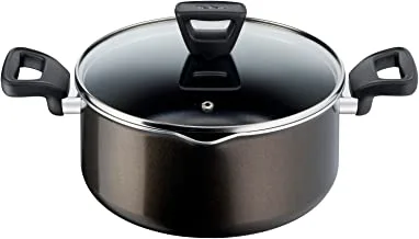 Tefal xl intense stewpot with glass lid, non-stick, size 26, dark brown - 403841005